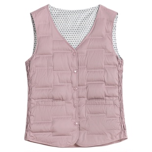 雅鹿石墨烯羽绒马甲女2025新款V领羽绒服内胆修身内搭鸭绒背心