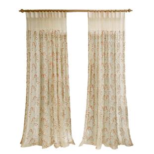 美式田园清新高档绣花窗纱纱帘窗帘客厅卧室飘窗花卉小红花欧根纱