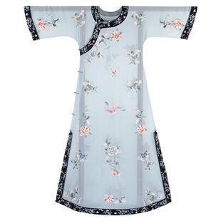 青风若蝶丨一城风絮丨仿晚清古董衣绣花无领倒大袖旗袍裙薄款原创