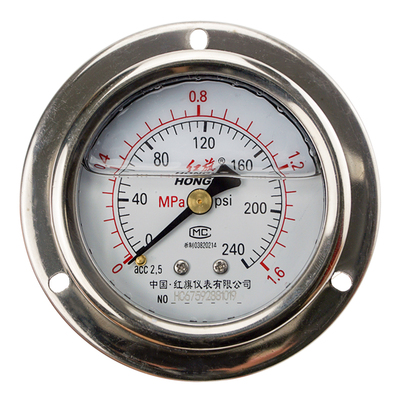 红旗轴向带边耐震压力表YTN60ZT
