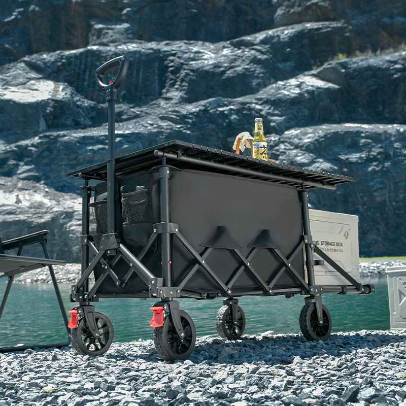 高品质露营推车小推车户外摆摊便携可折叠桌板手拉推车野餐营地推