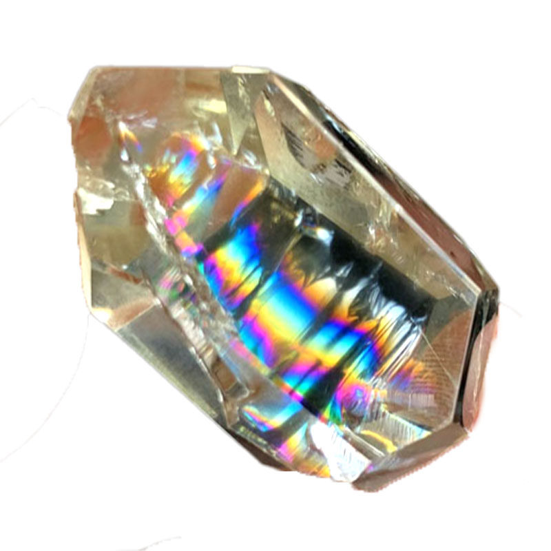 天然黄水晶彩虹光吊坠多面体切面