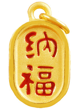 黄金招财纳福3D硬金岁平安转运珠足金999男女手串链编绳小吊坠牌