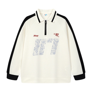 【商场同款】特步童装春季新款大童女童百搭卫衣儿童运动休闲上衣