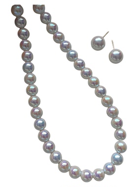 科技力量！极光镜面Akoya天女级珍珠项链人造幻彩伴彩天然澳母贝
