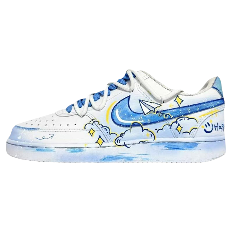 定制球鞋Nike Court Vision 1 纸飞机 星空云朵手绘涂鸦 女子板鞋