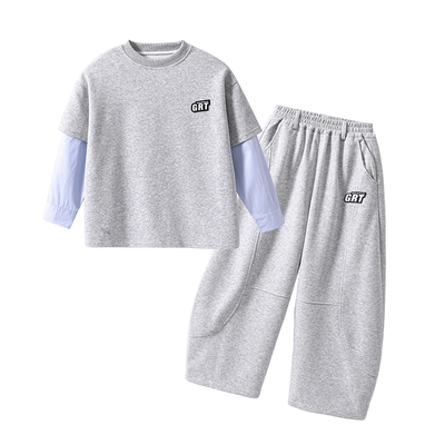 男童春秋假两件卫衣套装2026款