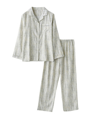 女纯棉磨毛绒布条纹保暖家居服