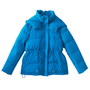 【月光手礼】蓝色加厚羽绒服女款冬季可拆卸连帽90白鸭绒保暖外套