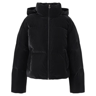 LOOKAST韩国25秋冬LILY短款连帽羽绒服黑色亮面立领面包服MUSINSA