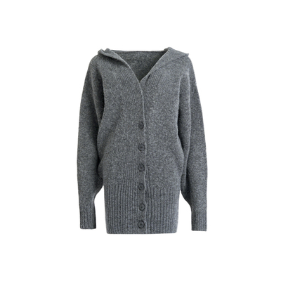 羊毛连帽针织保暖中长款两穿开衫