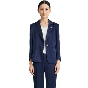 LANDI蓝地蓝松鸦醋酸肌理感收腰西装外套女通勤西服上衣春新品