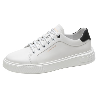 CROWN/皇冠真皮小白鞋透气百搭