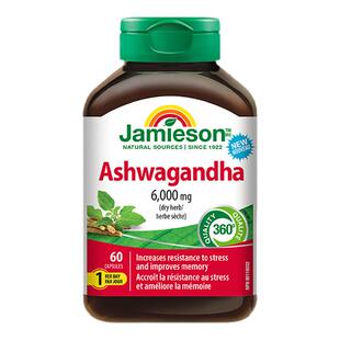 Jamieson健美生南非醉茄提取物缓解焦虑压力助眠降低皮质醇60粒