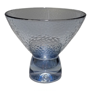 罗派ROUPA钢化玻璃杯冰淇淋杯230ml高足杯五彩色锤纹甜品杯烟灰色