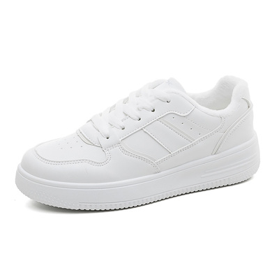 人本加绒厚底小白鞋保暖棉鞋板鞋