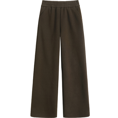 美拉德咖色加绒阔腿裤秋冬羊毛裤