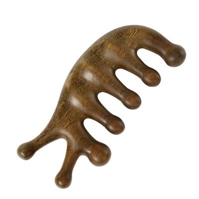 天然绿檀木按摩梳疏通头皮经络