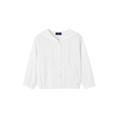 BLUEDOG蓝狗春夏男童女童蕾丝水手领衬衫B休闲长袖衬衣