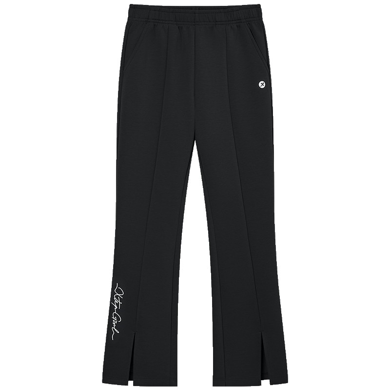 特步童装女童喇叭裤儿童加绒运动裤2025秋冬新款大童裤子冬装长裤