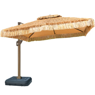 莫家户外茅草遮阳伞庭院别墅花园伞室外防水防晒遮阳伞灯条灯珠伞