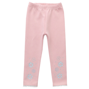 女童纯棉加绒一体绒保暖外穿打底裤冬款儿童装女孩宝宝烫钻长裤子