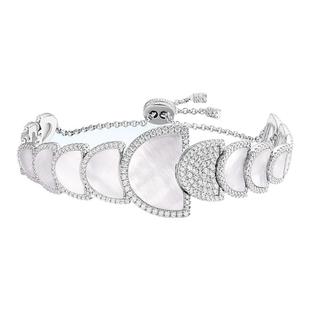 【情人节礼物】APM Monaco 半月可调节天然母贝手链银色轻奢手镯