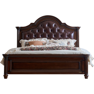 美式全实木床主卧室高端大气2026年新款家用法式奢华真皮双人婚床