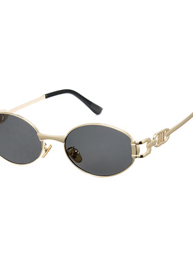 CYXUS复古金属椭圆镜框太阳眼镜
