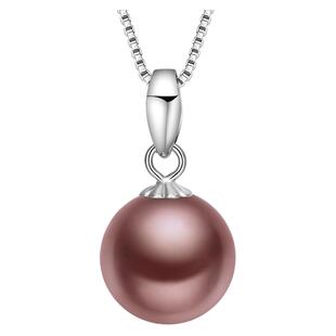 京润爱乐18K金淡水珍珠吊坠9-10mm紫色有核淡水珍珠单颗正品女AD