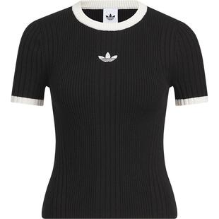 Adidas/阿迪达斯官方正品三叶草女士修身针织休闲短款短袖KS6110