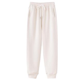 沐丝绒九级防风裤女冬季加绒白色休闲运动裤秋冬小个子束脚卫裤子