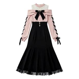 日系清楚系少女风设计感2025早秋冬季新款千金显瘦连衣裙