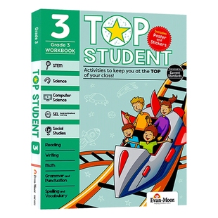美国加州教辅 优等生系列练习册小学三年级 英文原版 Top Student Grade 3 英语数学STEM科学计算机社交情感地理 英文版书籍
