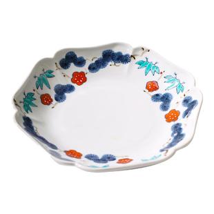 日本进口松竹梅水果点心盘陶瓷手绘深盘餐盘家用菜盘日式餐具盘子