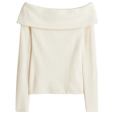 HM女装毛针织衫2025年冬季新款罗纹一字肩保暖气质上衣1293121