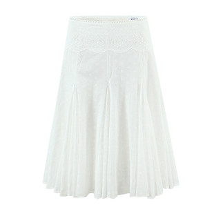 法式度假风刺绣蕾丝低腰中长款A字裙白色短裙迷迭半身裙2026新款