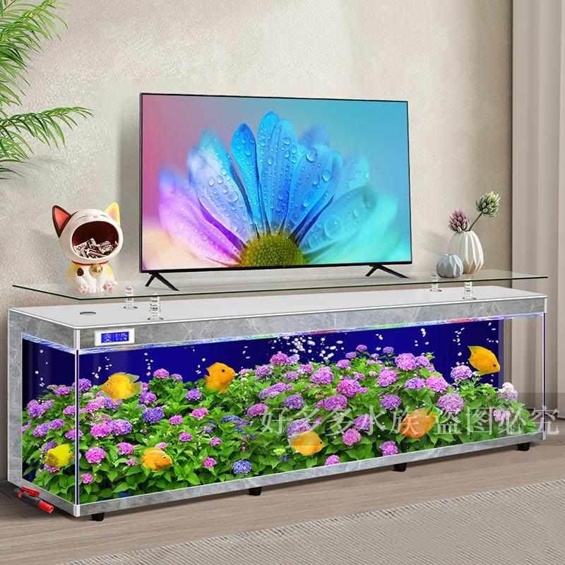 电视柜茶几一体鱼缸客厅2023新款超白玻璃落地家用大型生态水族箱