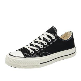 人本男鞋百搭潮流经典款帆布鞋男休闲板鞋2025春季新款黑色潮鞋子