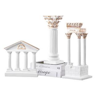 欧式白色罗马柱摆件古建筑模型树脂柱子雕塑书桌家居摆设小装饰品