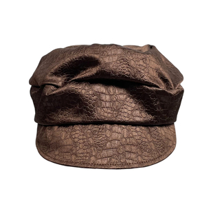 三环路漆皮褶皱贝雷帽时尚百搭防风皮革画家帽复古优雅帽子四季