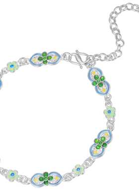 吴越老银铺足银绿伊手链精致