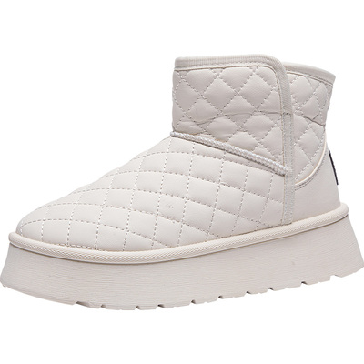 人本厚底雪地靴女款2025新款冬季加绒加厚皮毛一体户外保暖棉鞋女