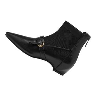 星期六2026新款方头厚底女短靴舒适百搭弹力靴加绒保暖软底时装靴