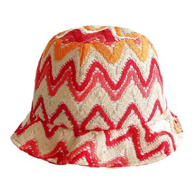 韩国代购出游波浪刺绣盆帽