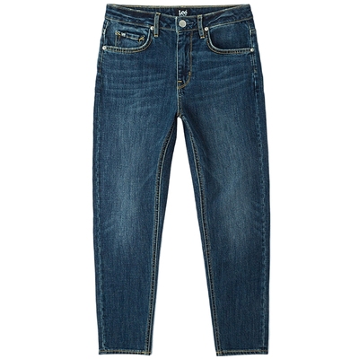 【张凌赫代言】Lee413标准高腰小直脚深蓝色女牛仔裤显瘦休闲潮流