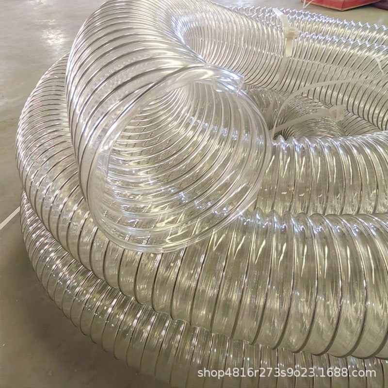 禁铜锌304不锈钢丝软管内嵌不锈钢丝波纹管抽粉尘304PU钢丝软管