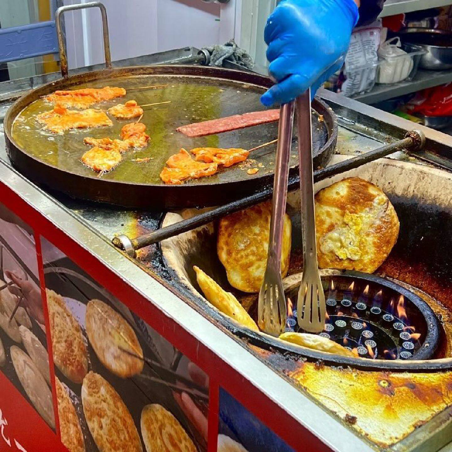 高压燃气烤炉圆形铸铁加无厚涂层烤盘摆摊葱油饼烤饼炉子商用摆摊