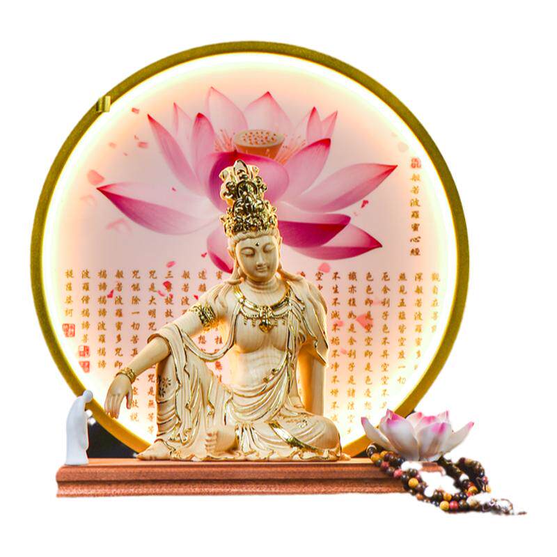 馥钰木雕保平安禅意家用自在观音