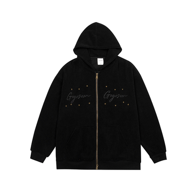 GOGOSOON加绒卫衣外套男新款2025秋冬拉链开衫连帽美式青少年加厚